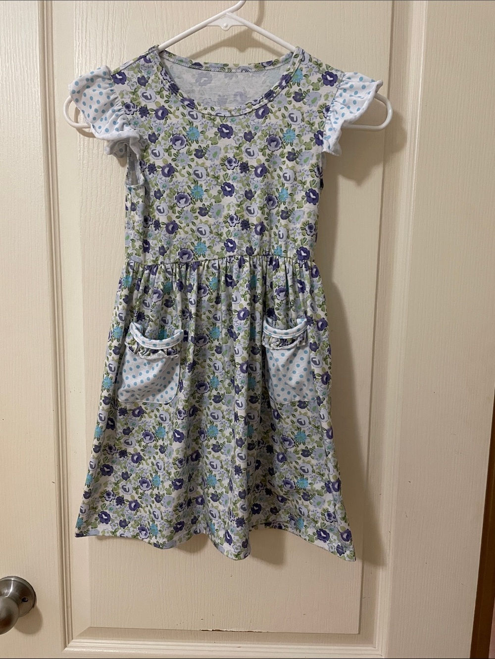 Girls' Floral Purple and Green boutique Pocket Dress